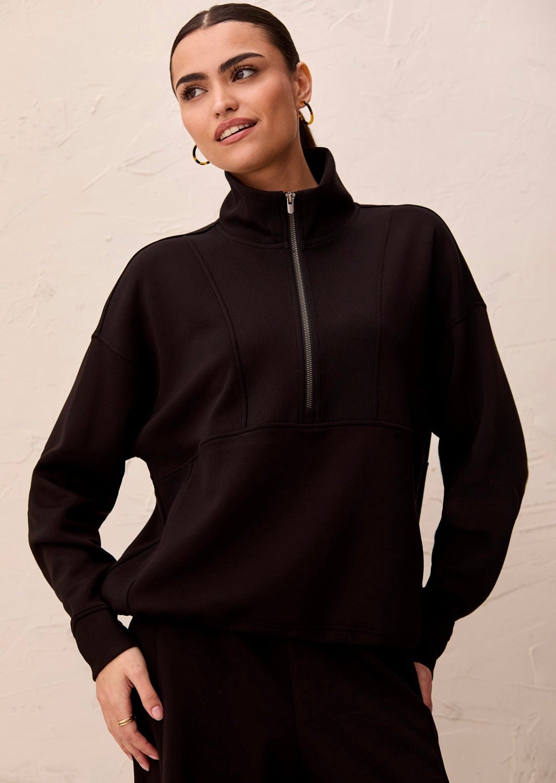 Tribal Women's Mock Neck Top W/Zipper - OLIVIA'S