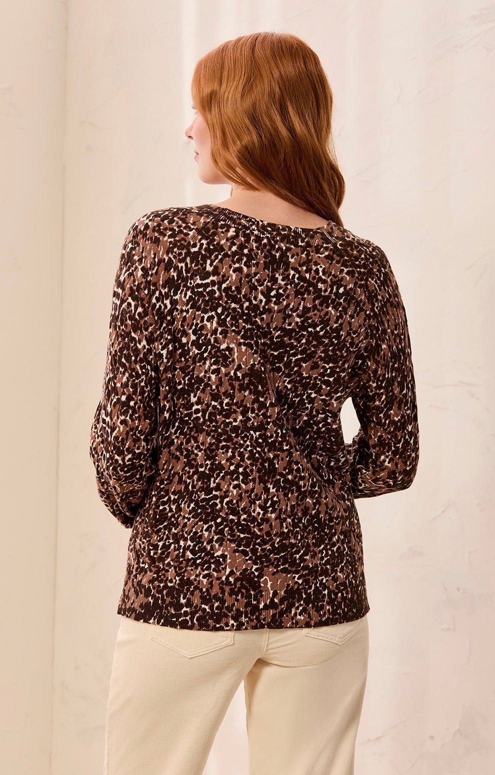 Tribal Women's Printed Cable Cotton Crew Neck Sweater - OLIVIA'S