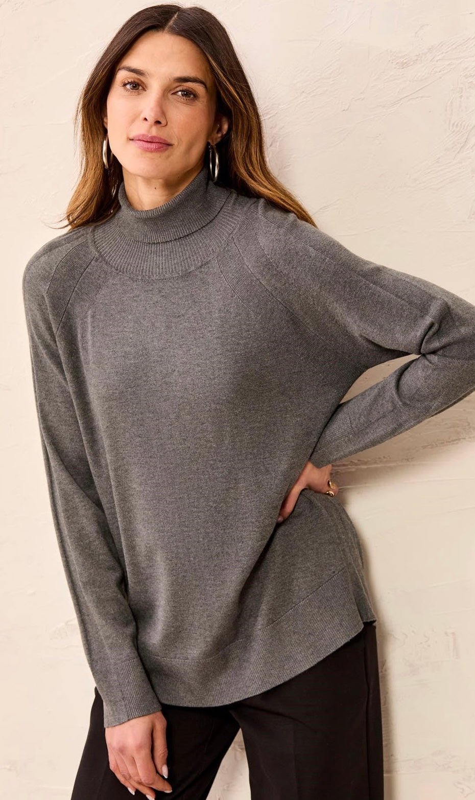Tribal Women's Soft Viscose Blend Long Sleeve Mock Turtleneck Sweater - OLIVIA'S