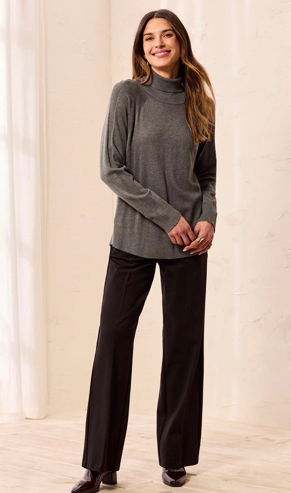 Tribal Women's Soft Viscose Blend Long Sleeve Mock Turtleneck Sweater - OLIVIA'S