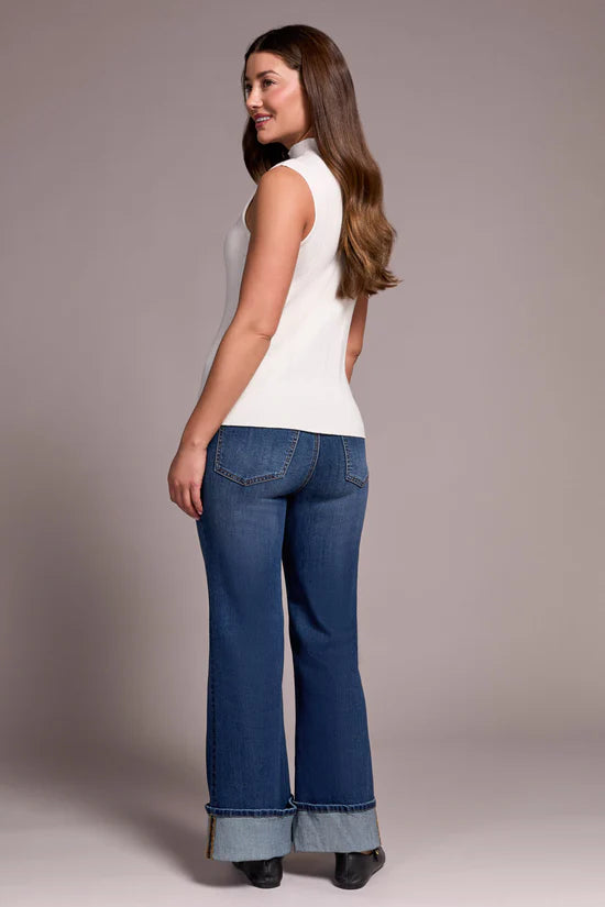 Textured Sleeveless Mock Neck Sweater