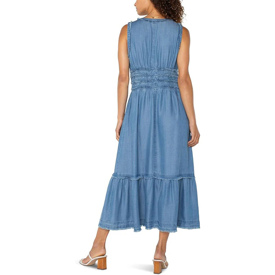 Smocked V-neck Maxi Dress
