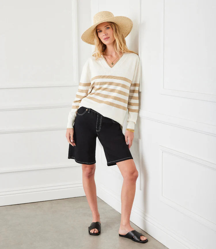 Stripe V-Neck Sweater