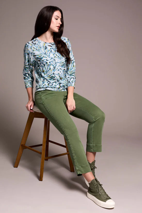 Three-Quarter Sleeve Crew Neck Sweater