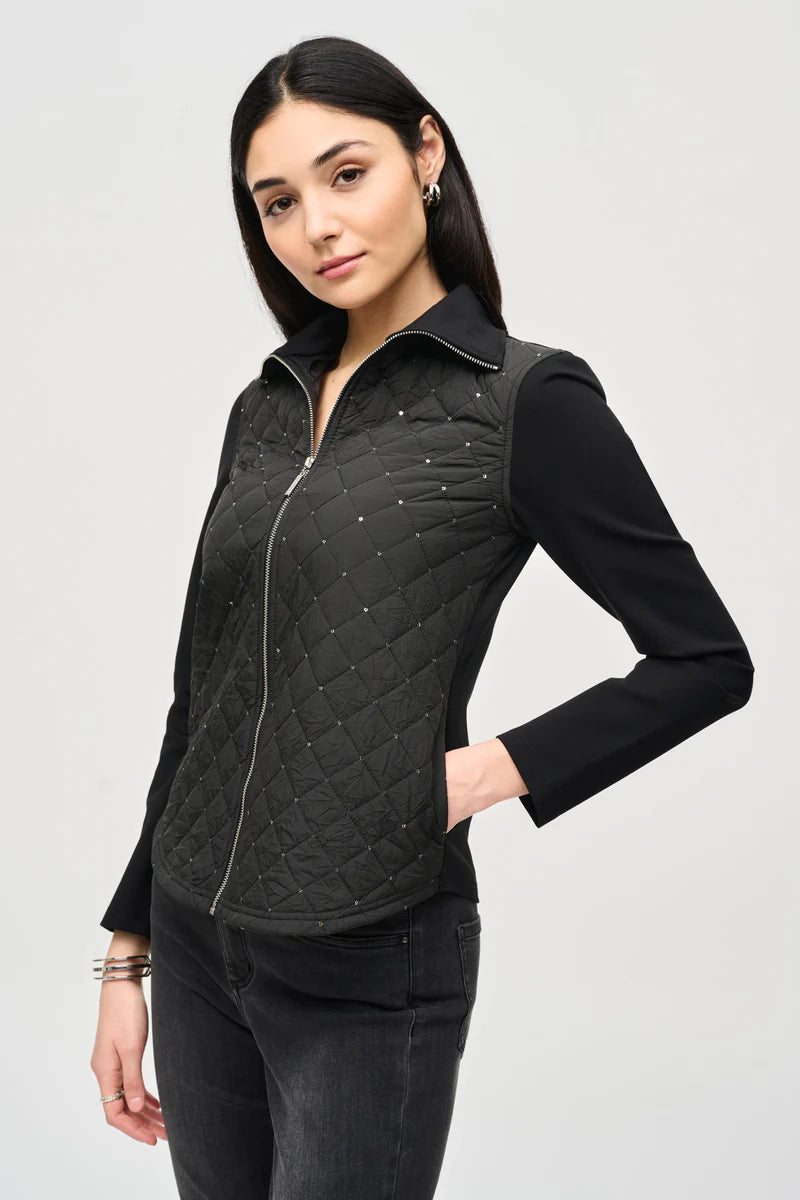 Heavy Knit Jacket With Quilted Front