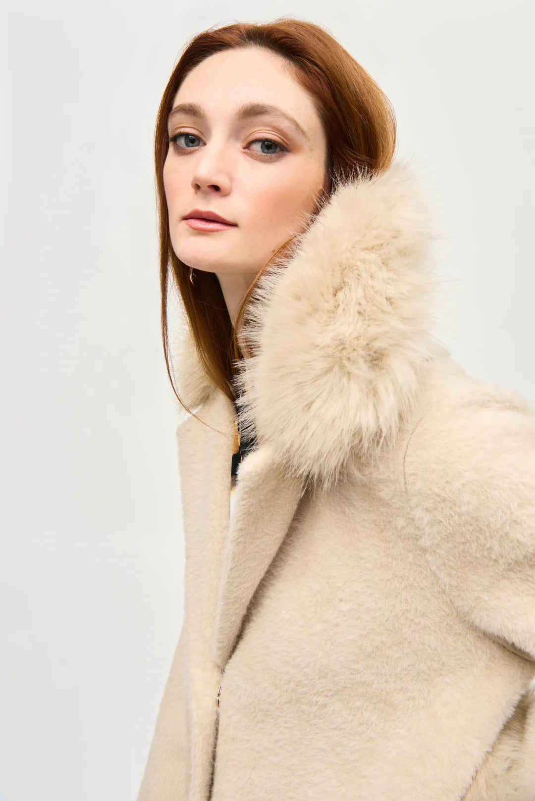 Champagne Coat with Faux Fur