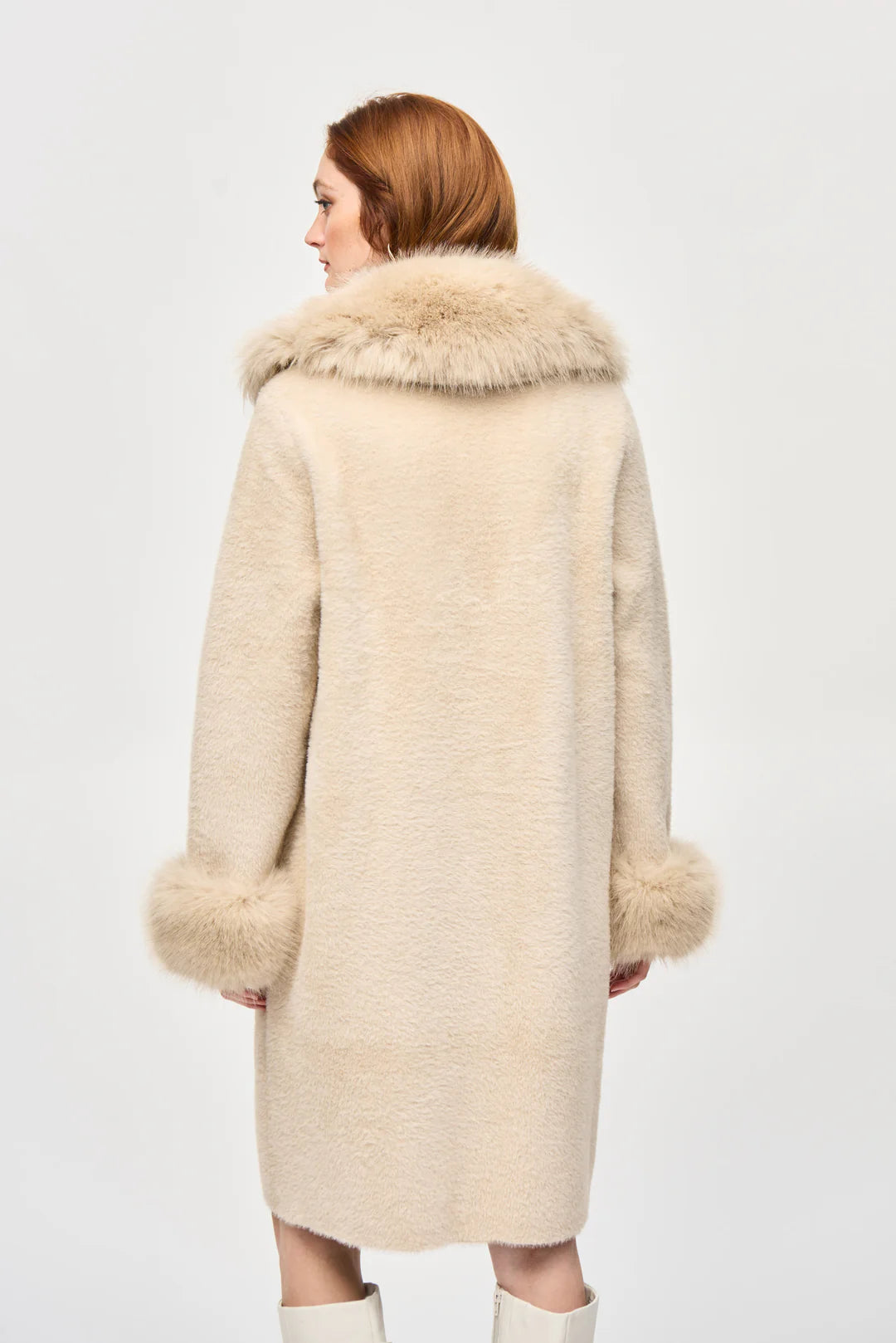 Champagne Coat with Faux Fur