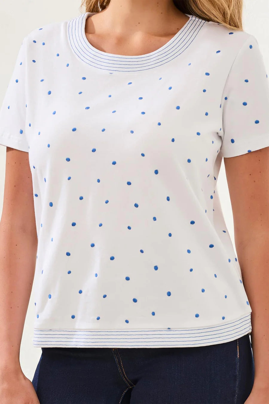 Tribal Embroidered Polka Dot Knit Top*