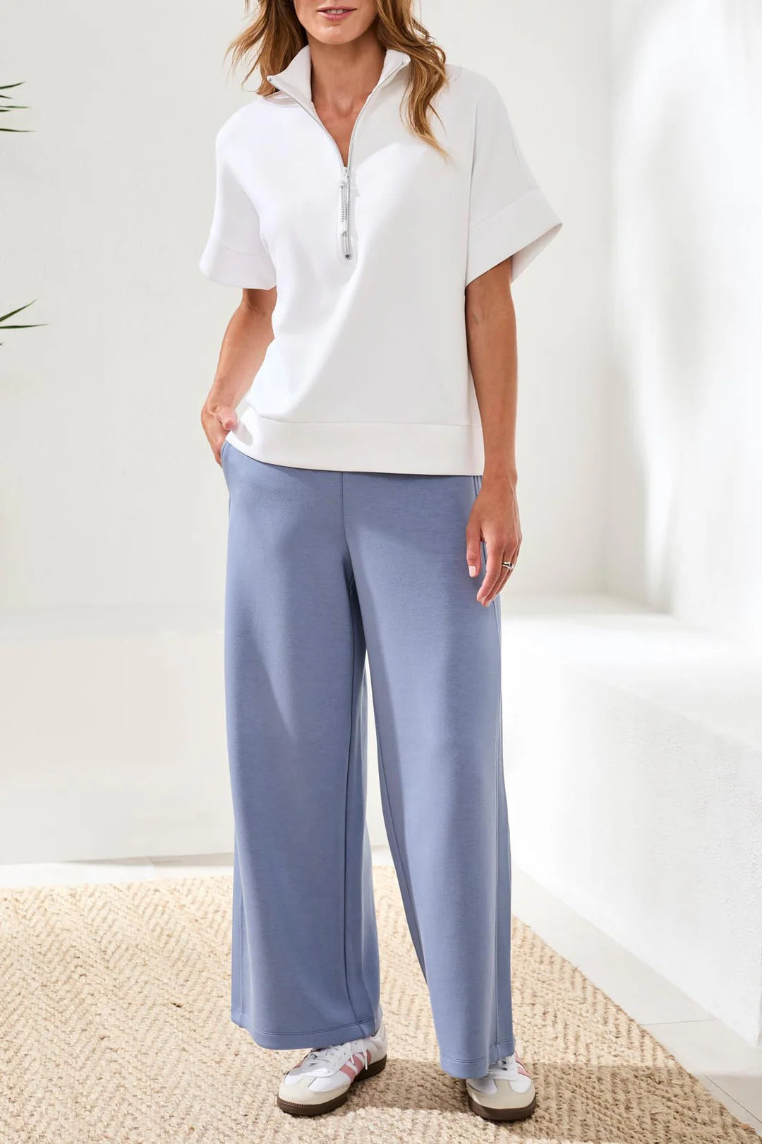 Techno Lux Mock Neck Zip Top