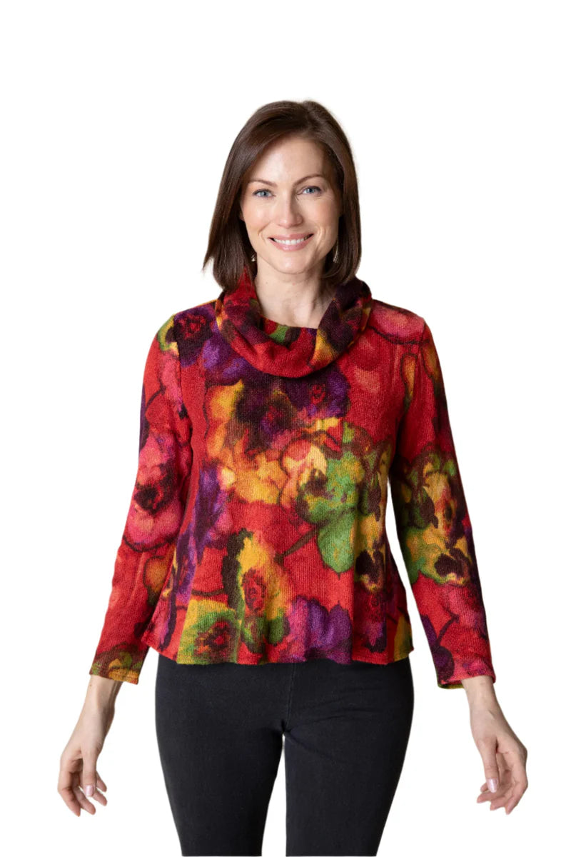 Abstract Floral Easy Cowl Top