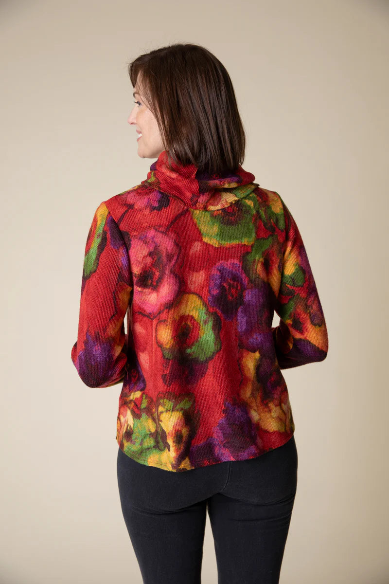 Abstract Floral Easy Cowl Top