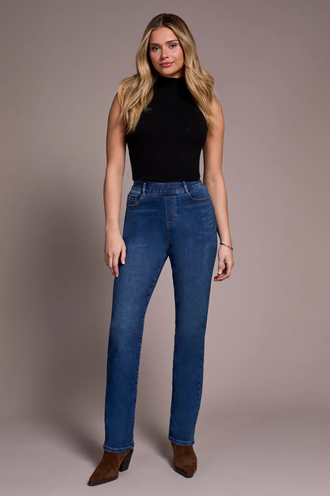 Sophia Pull On Straight Leg Jeans