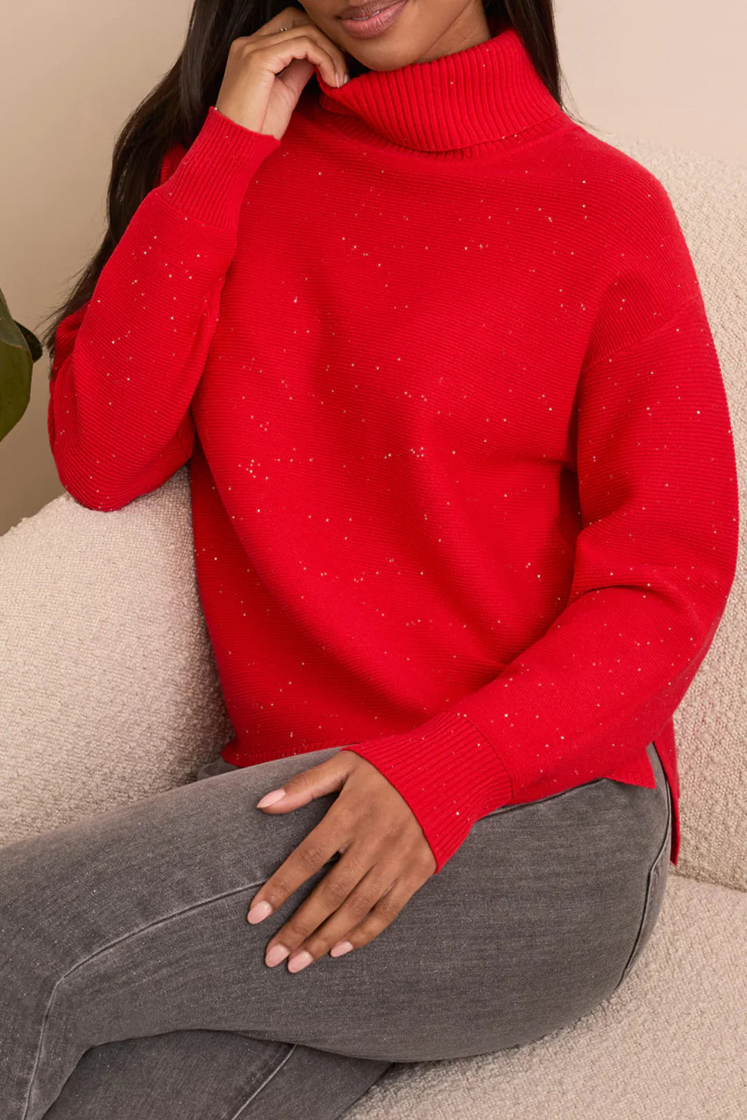 Shimmer Knit Turtleneck Sweater