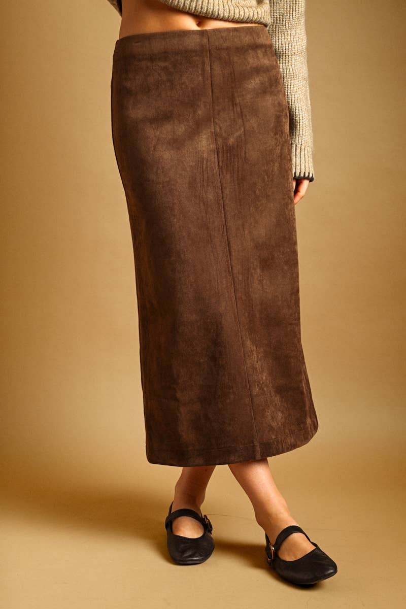 SUEDE STRAIGHT SKIRT