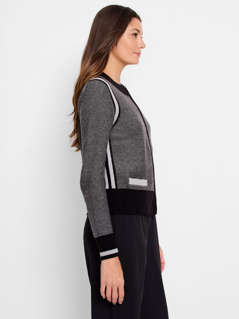 Zip Front Tipped Sweater Cardigan