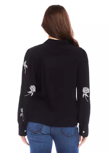 Embroidered Blouson Sleeve Top