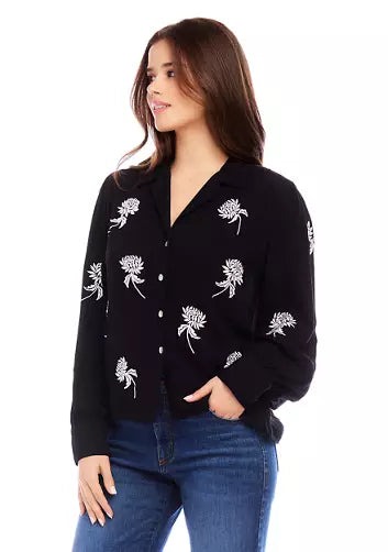 Embroidered Blouson Sleeve Top