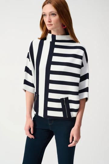 Jacquard Stripe Knit Sweater