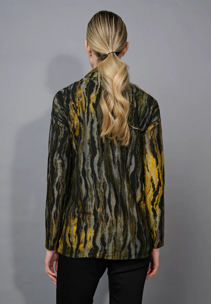 Jacquard Drawstring Neck Top