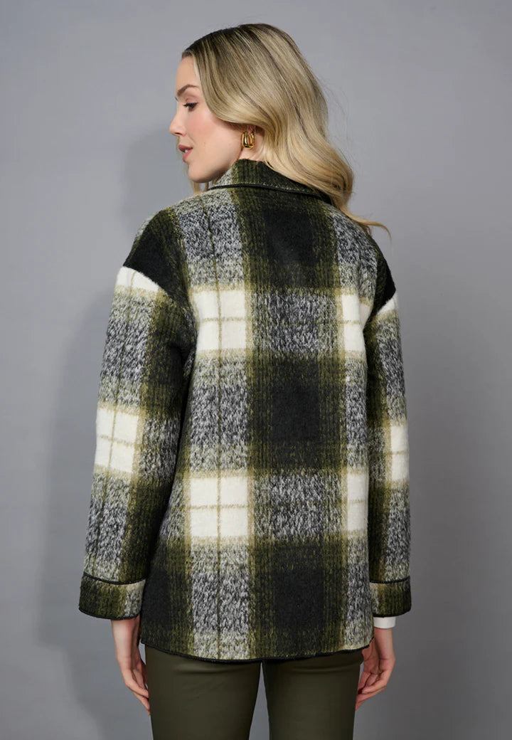 Button-Front Plaid Jacket