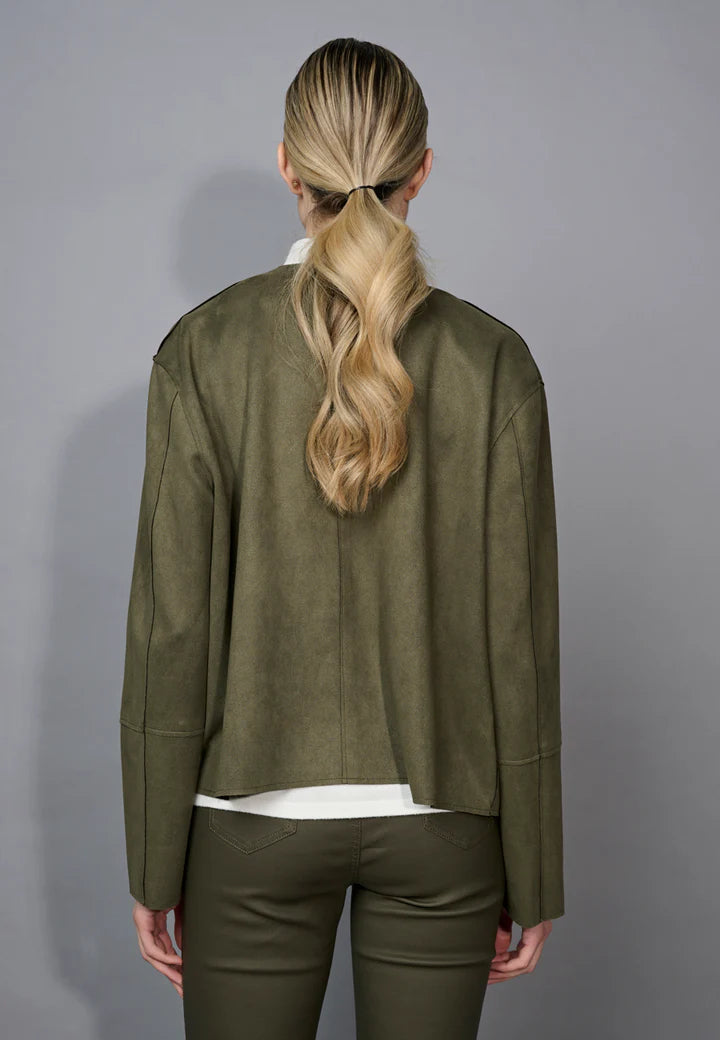 Faux Suede Button-Front Jacket
