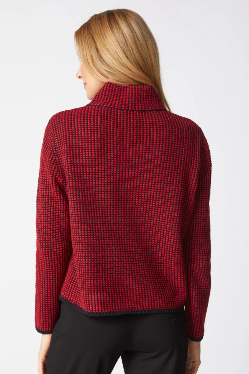 Night & Day Button Collar Sweater - Ruby