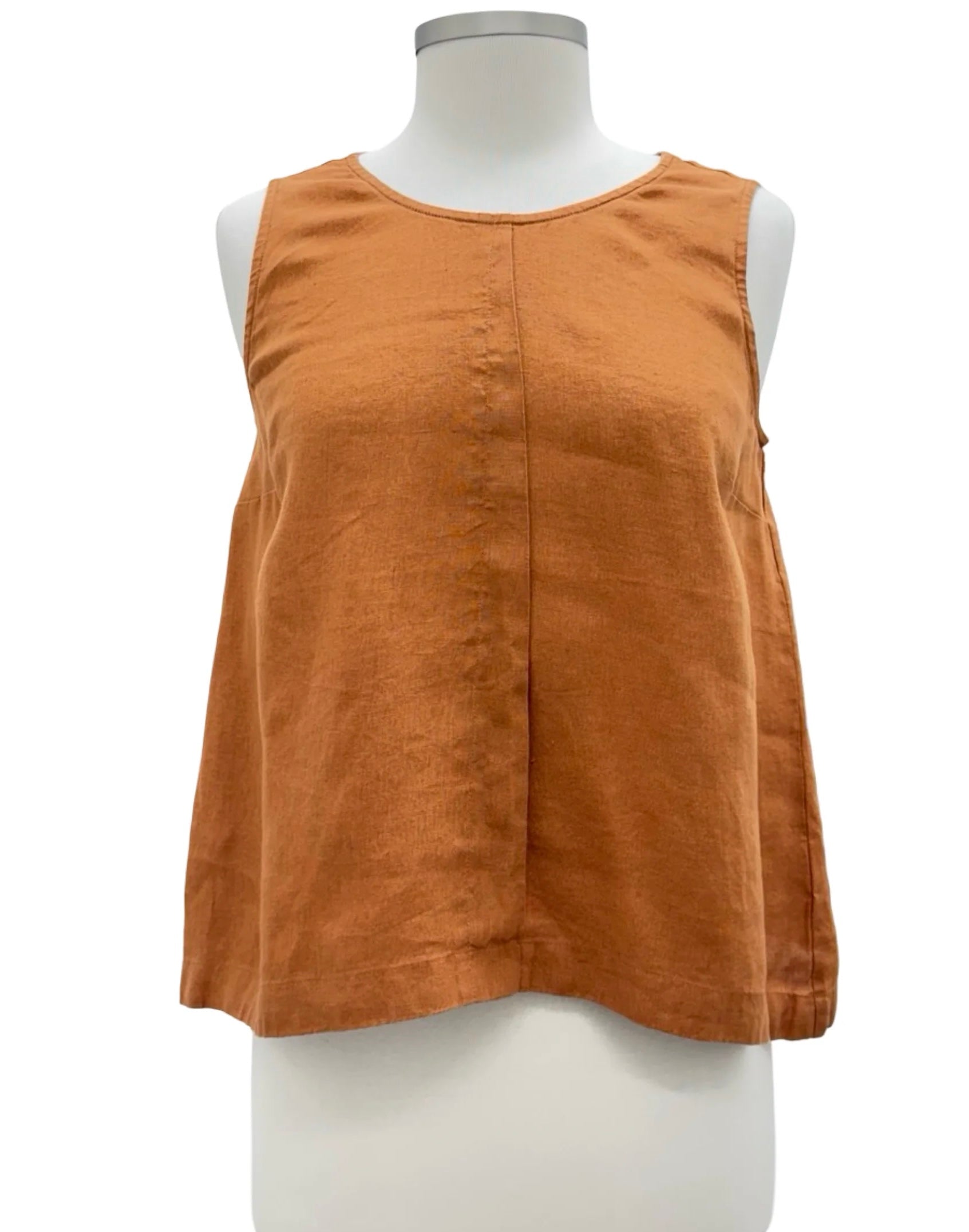 Side view of Olivia Women's Flax Linen Solid Tank
