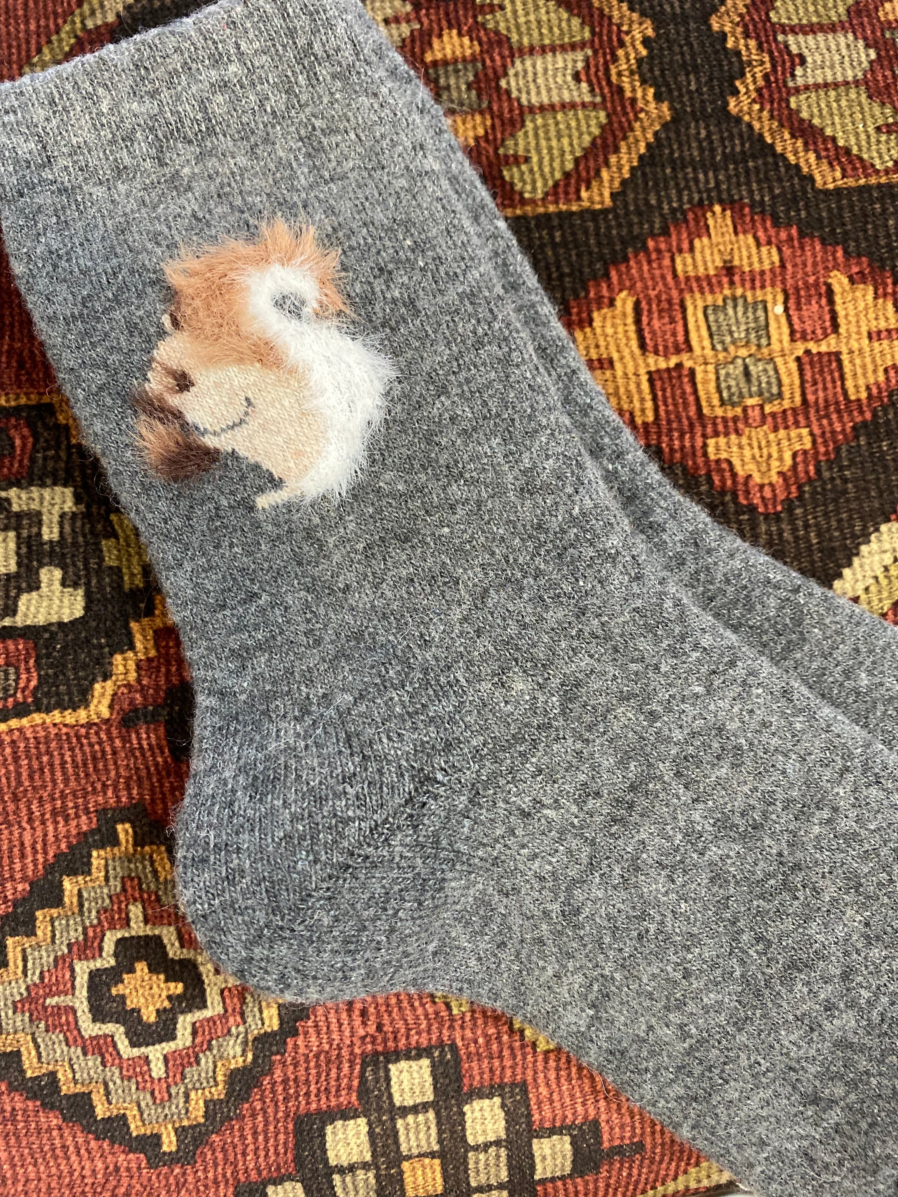 Angora Blend Squirrel Socks - Grey