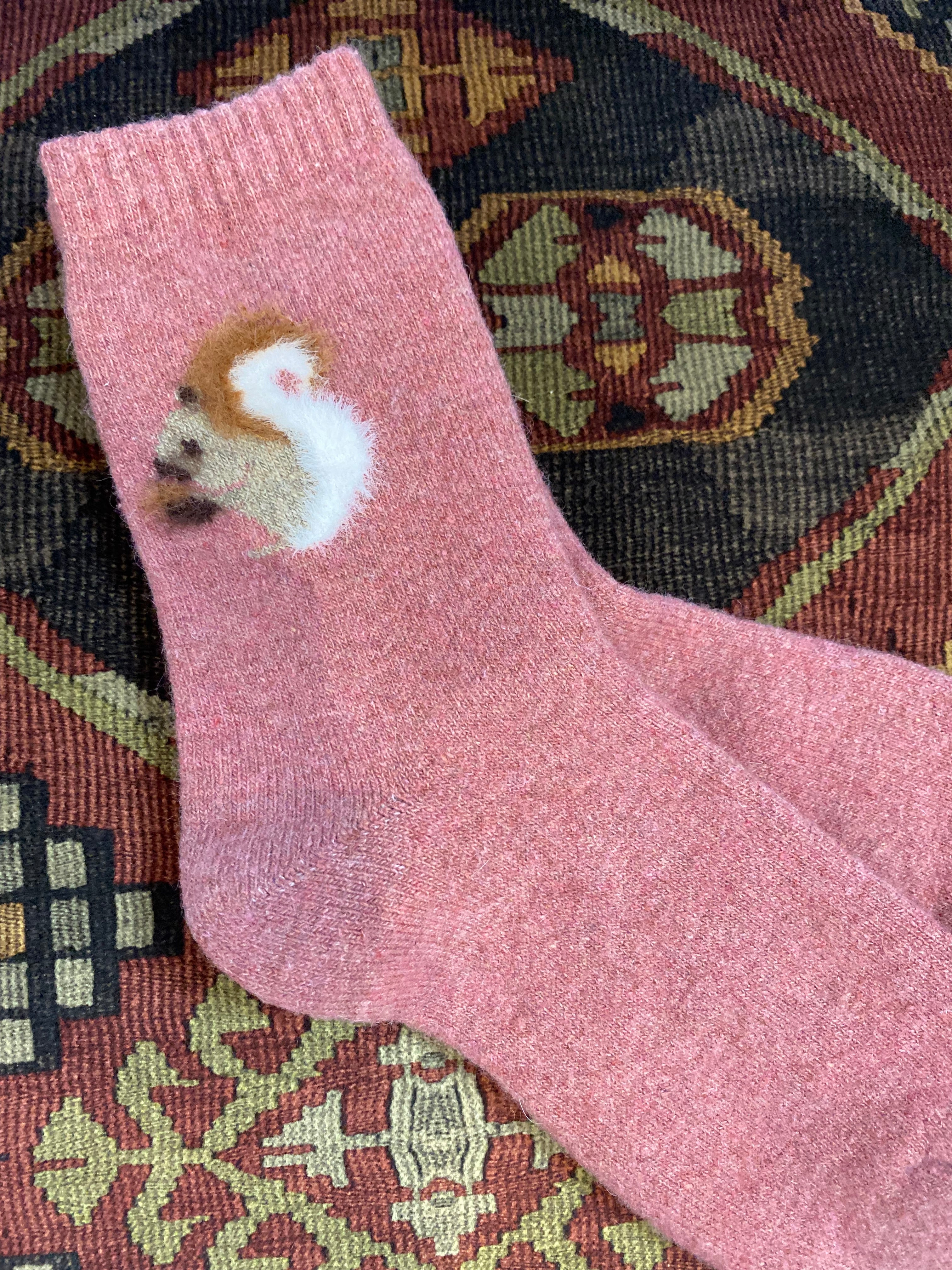 Angora Blend Squirrel Socks - Rose