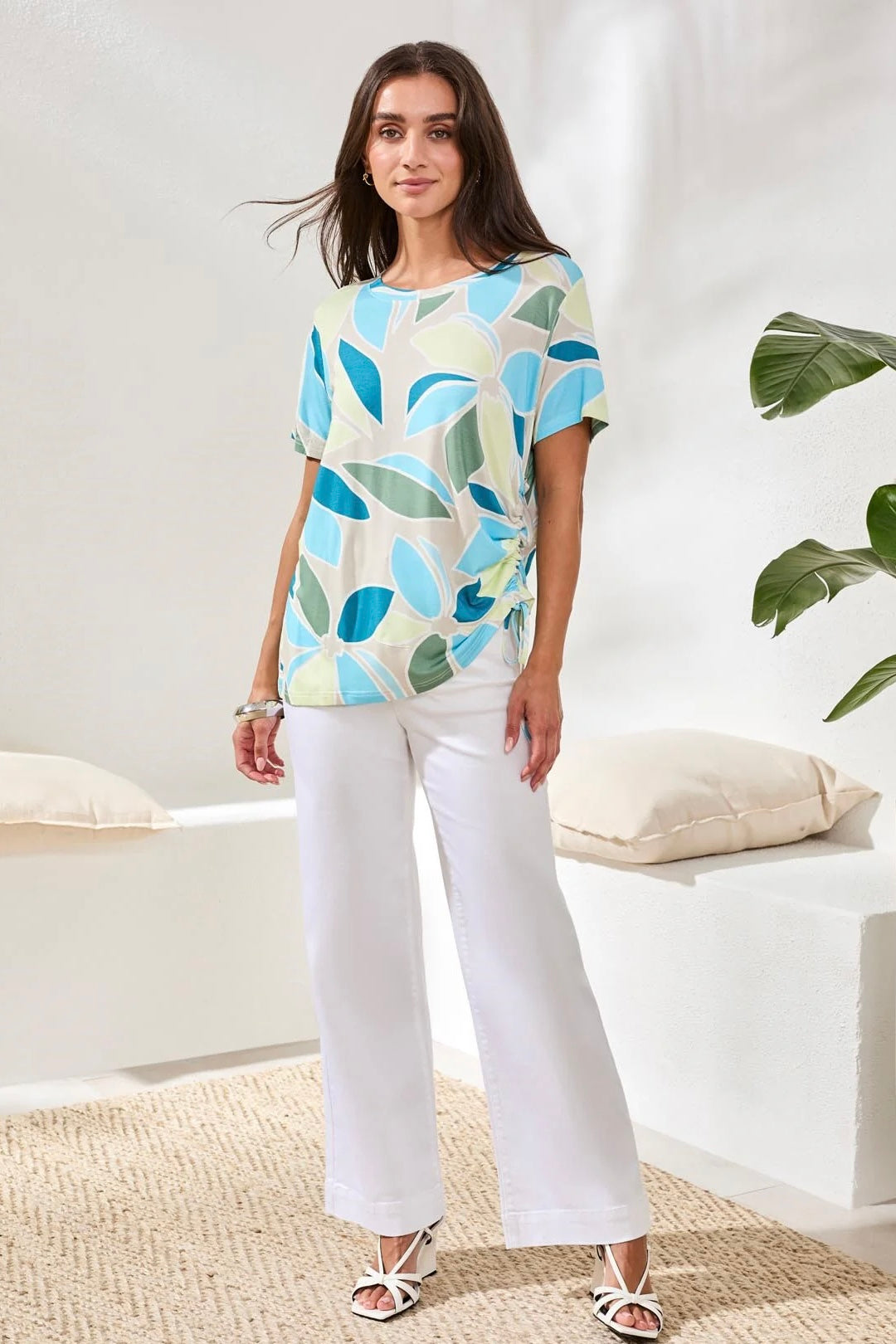 Tribal Combed Cotton V-Neck Top