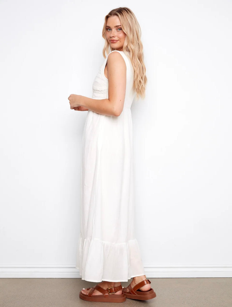 Charlie B Embroidered Cotton Blend Maxi Dress Charlie B Embroidered Cotton Blend Maxi Dress
