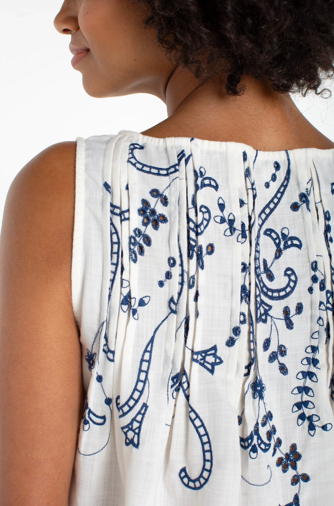 Liverpool Sleeveless Boat Neck Woven Top