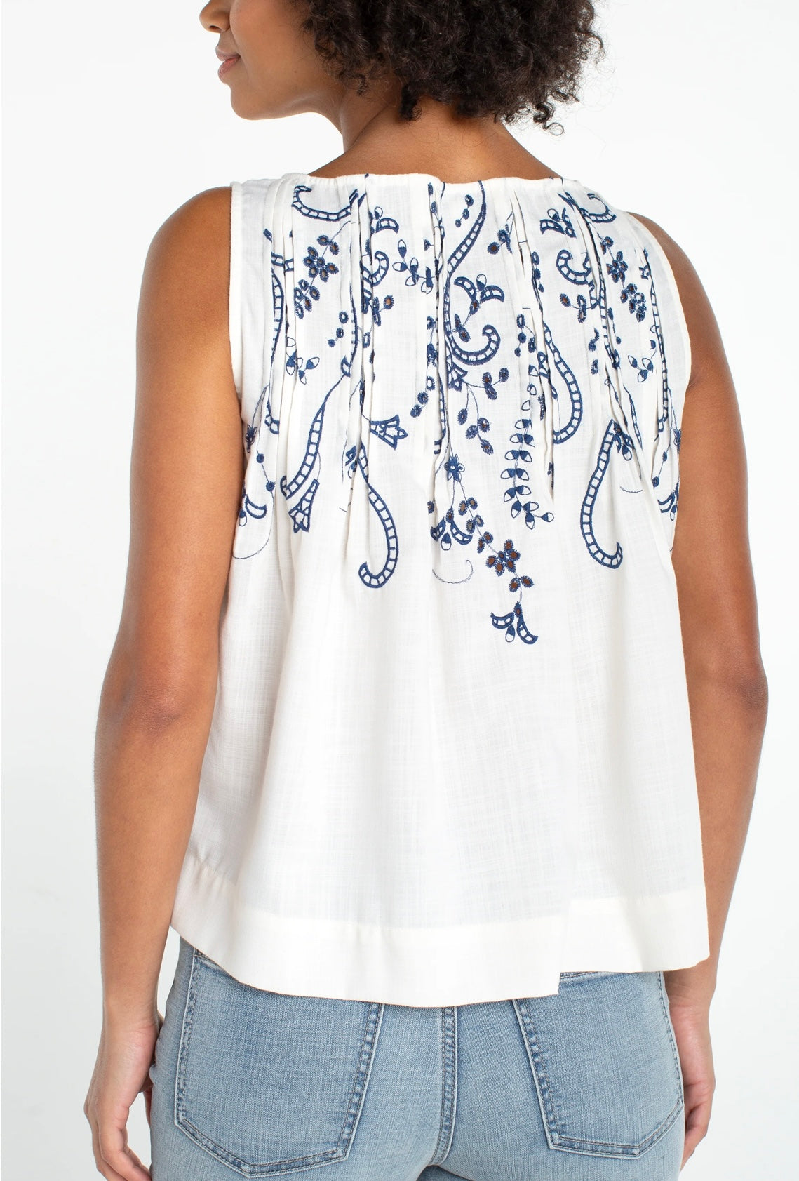 Liverpool Sleeveless Boat Neck Woven Top
