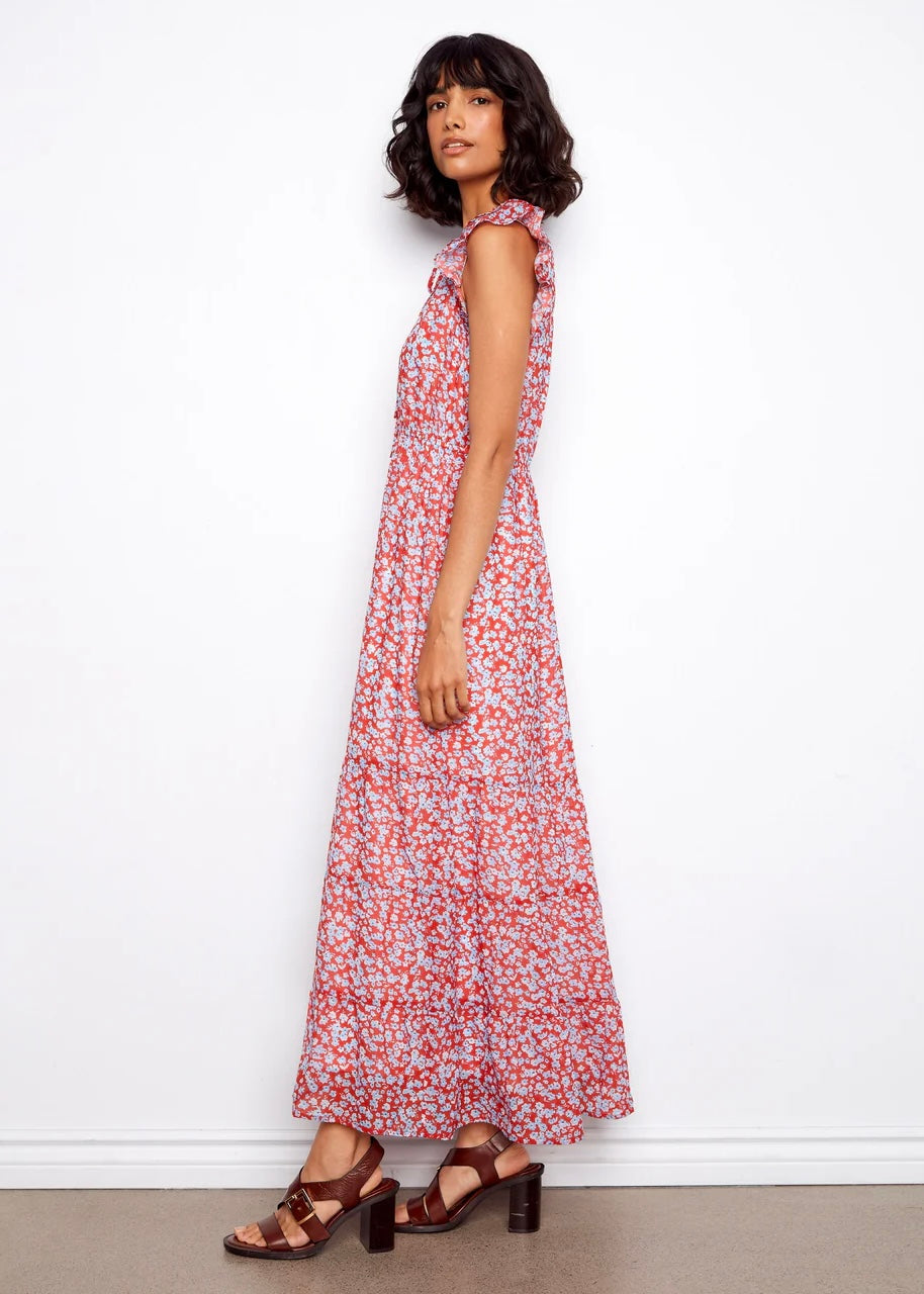 chiffon sleeveless maxi dress Chatlie B Printed Chiffon Sleeveless Maxi Dress