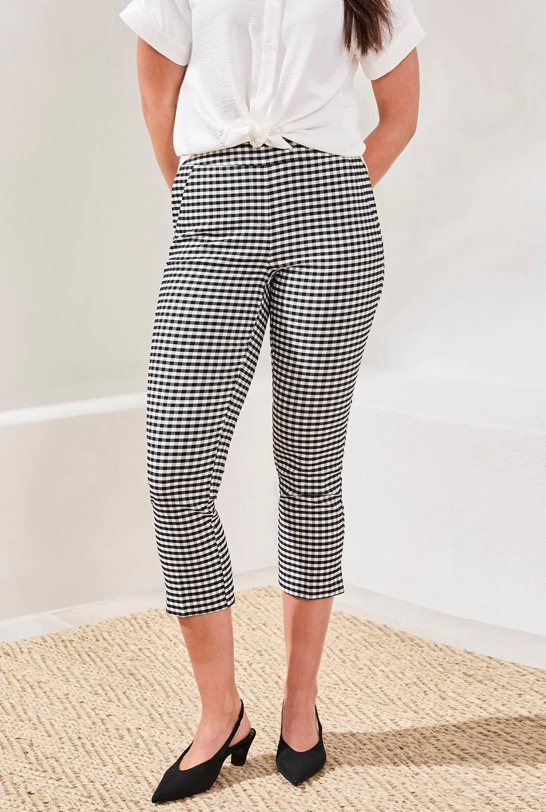Tribal Gingham Bengaline Capri Pants