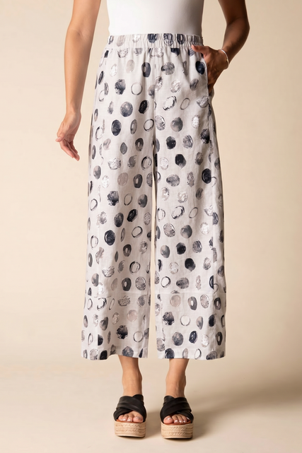 Habitat Women's  Linen Dot Seamed Crop Pant