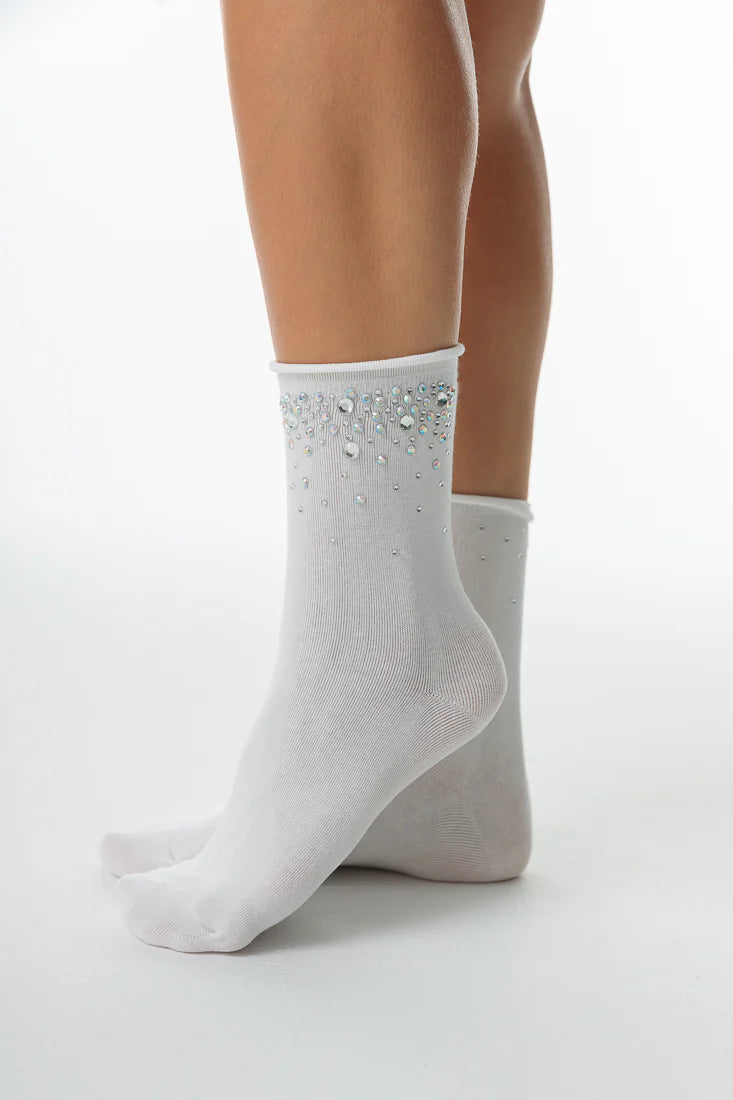 Crystal Crew Socks-white