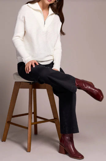 Zip Up V Neck Sweater