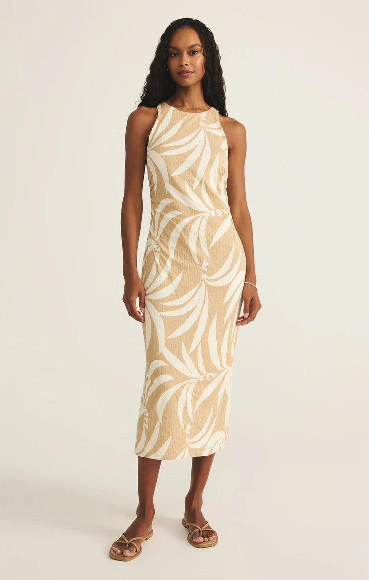 Adison Palm Midi Dress