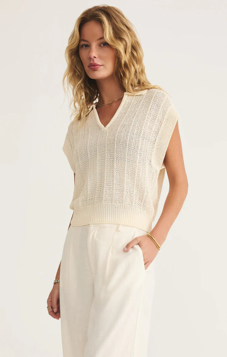 Lauden Crochet Polo Top