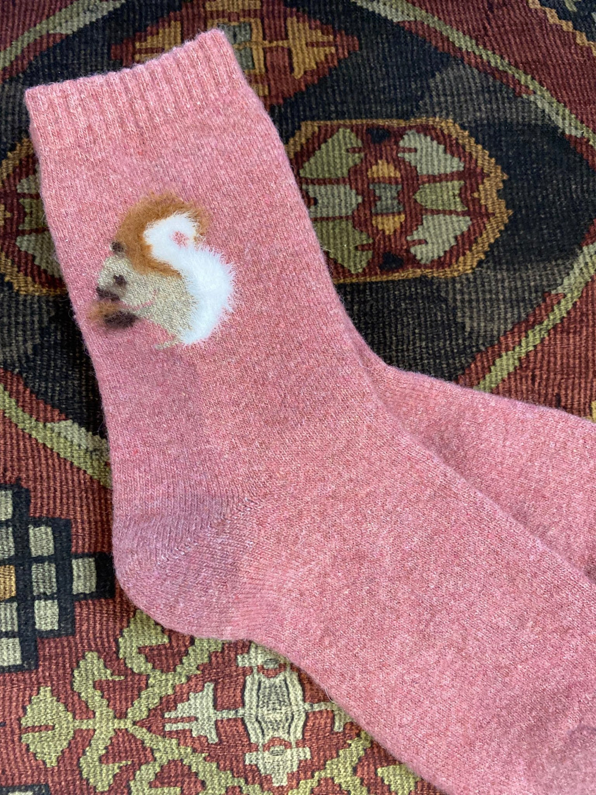 Angora Blend Squirrel Socks - Rose - OLIVIA'S