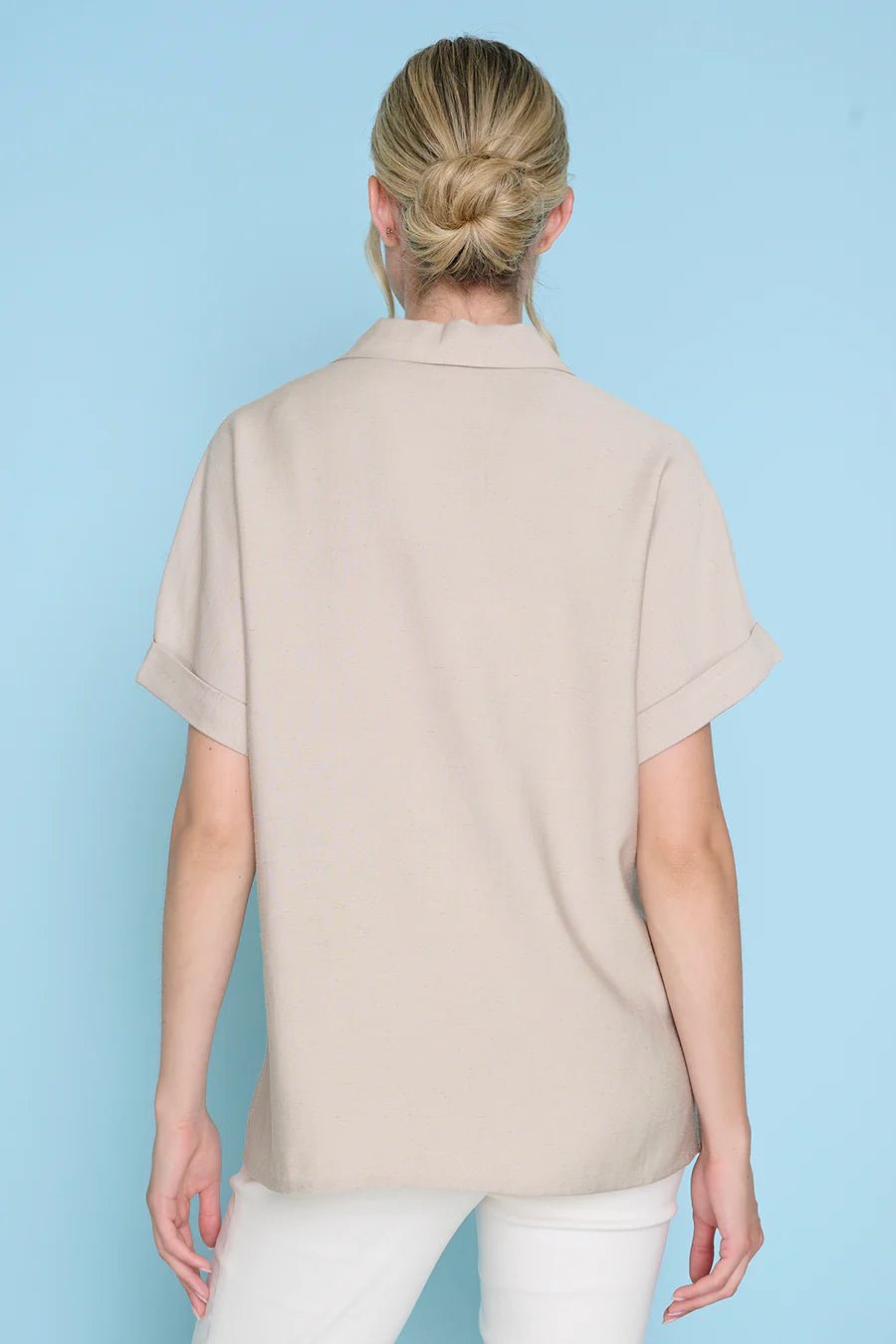 Button Front Top W/ Pockets - OLIVIA'S