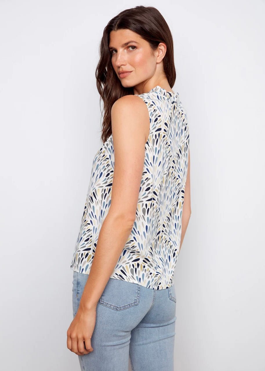 Charlie B Printed Sleeveless Ruffle Neck Top - OLIVIA'S