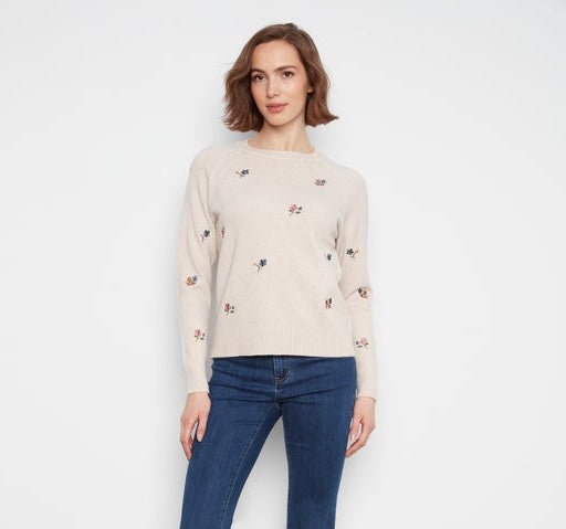 Charlie B Women's Embroidered Raglan Sleeve Crewneck Sweater - OLIVIA'S