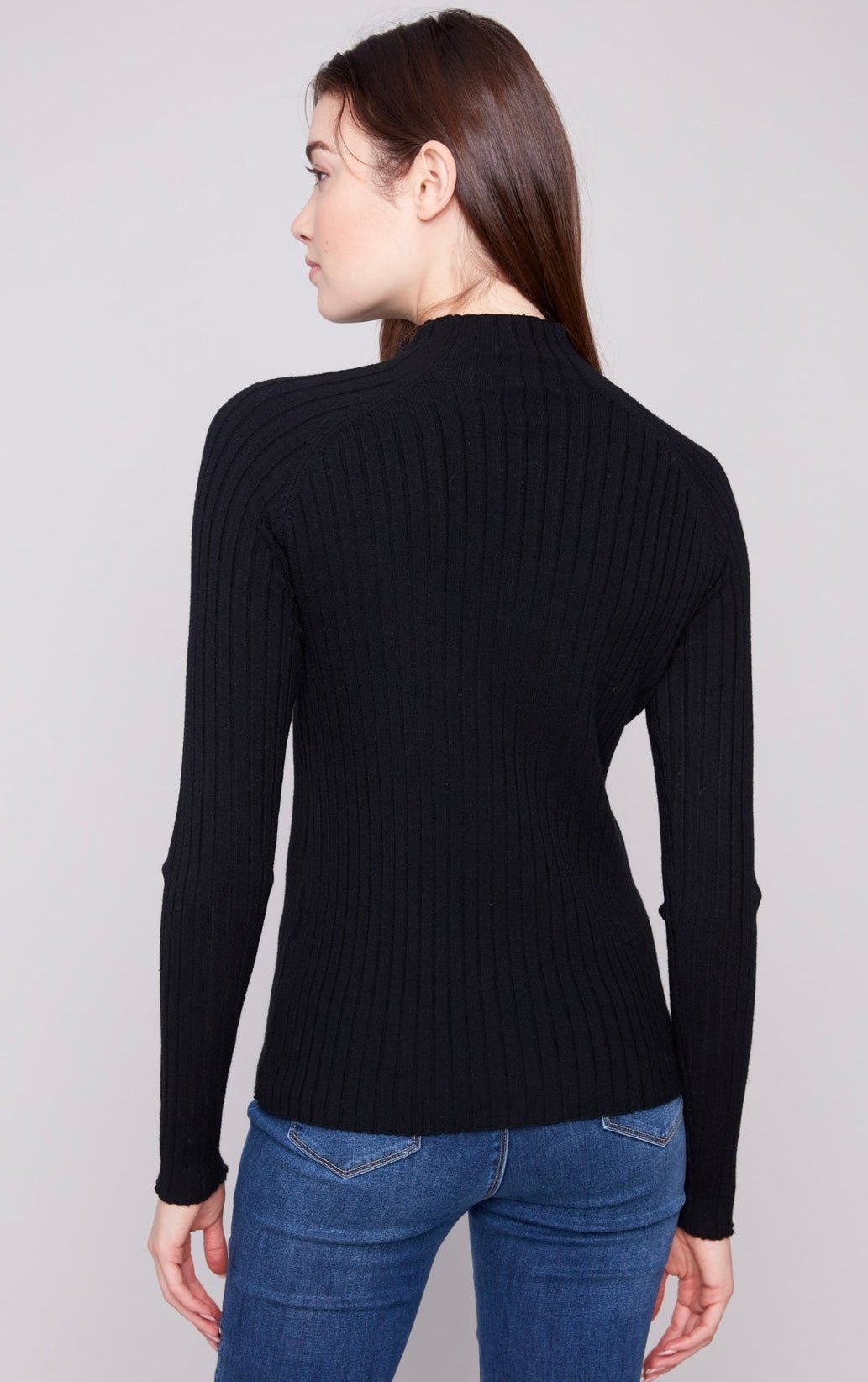 Charlie B Women's Mock Neck Ribbed Knit Sweater - OLIVIA'S