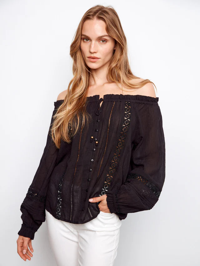 Vouile Off-Shoulder blouse