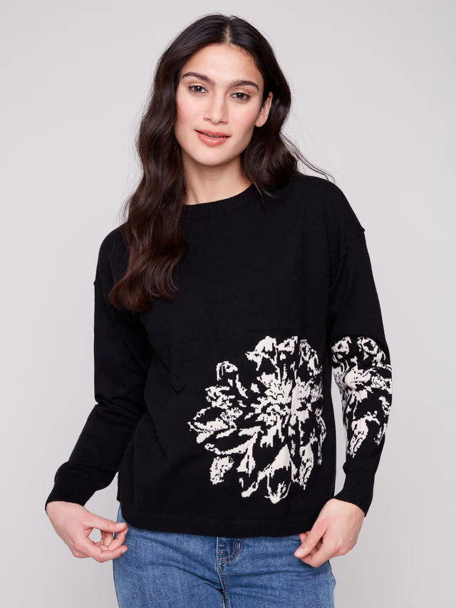 Jacquard Crew Neck Sweater