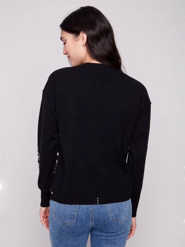 Jacquard Crew Neck Sweater