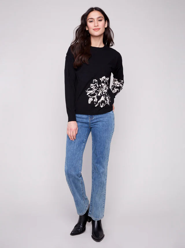 Jacquard Crew Neck Sweater