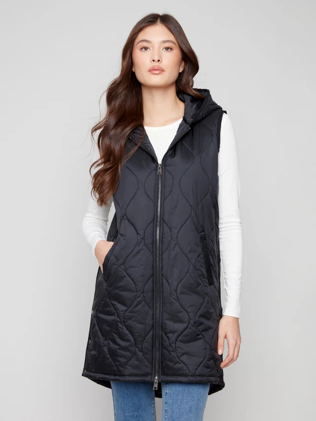 Pearliuzed Long Hooded Vest